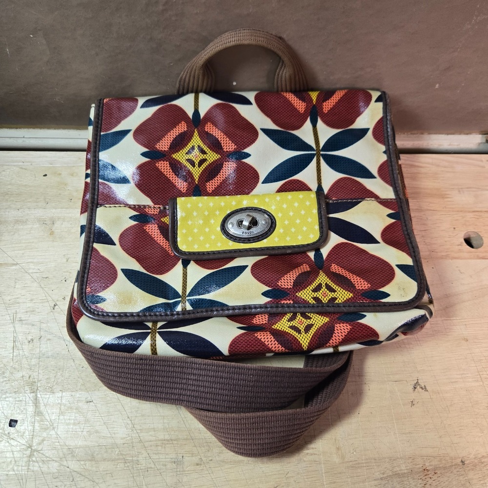 FOSSIL Canvas "Key-Per" Crossbody Bold Floral Purse.